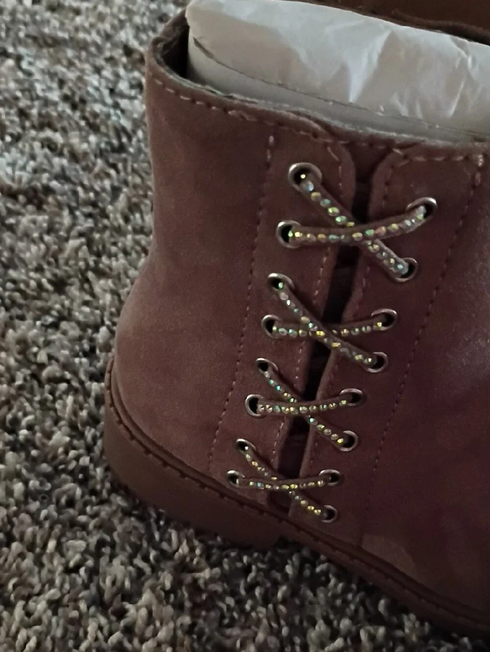 Steve Madden Kid's Brown Suede Lace-Accent Ankle Booties